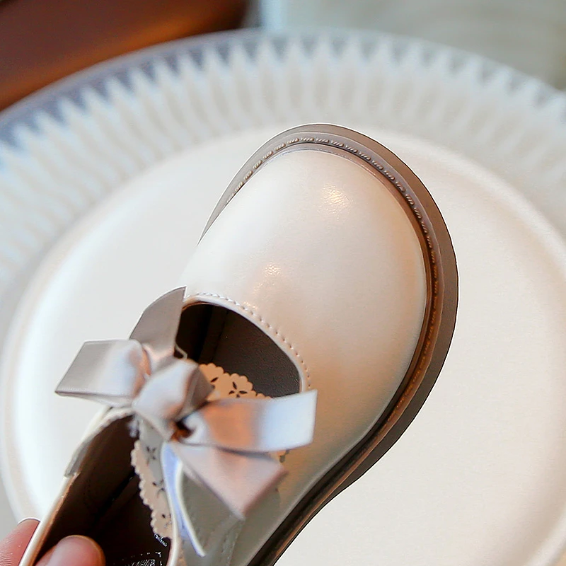 Туфли Для девочек детские кожаные Черная мягкая подошва универсальные принцессы