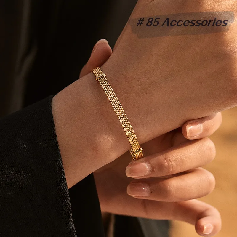 

Open Design Vintage Cuff Bangle 18K Gold Plated Brass Business All Match Chic Novelty For Women ZN00147