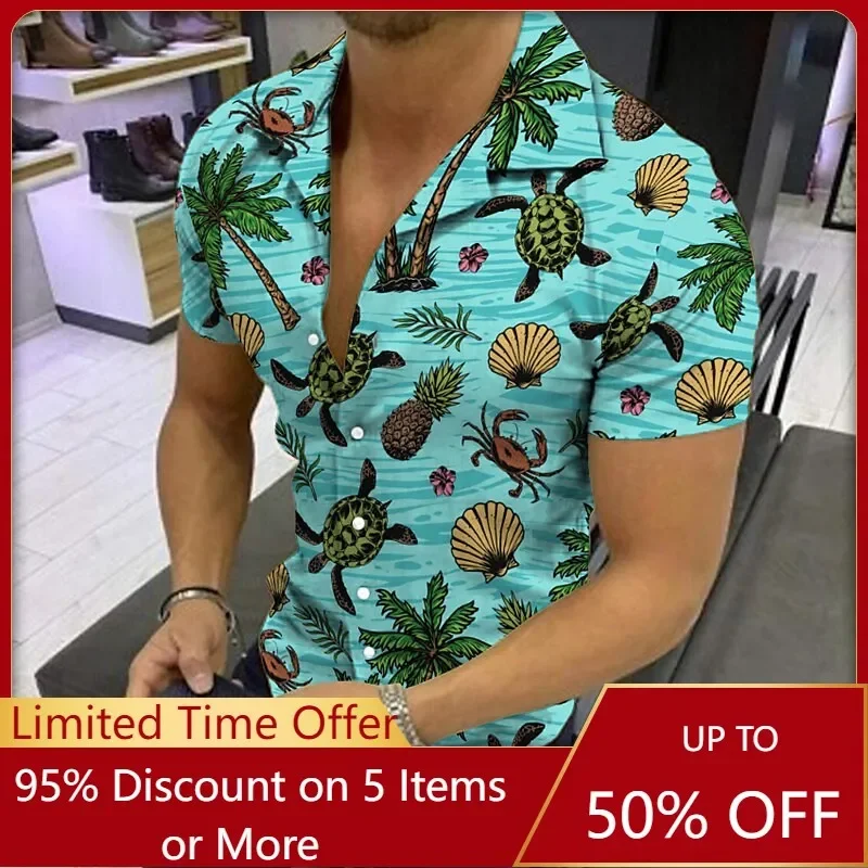 

Men's Shirt Summer Hawaiian Shirt Graphic Prints Beach Turndown Casual Holiday Short Sleeve Button-Down Print Clothing