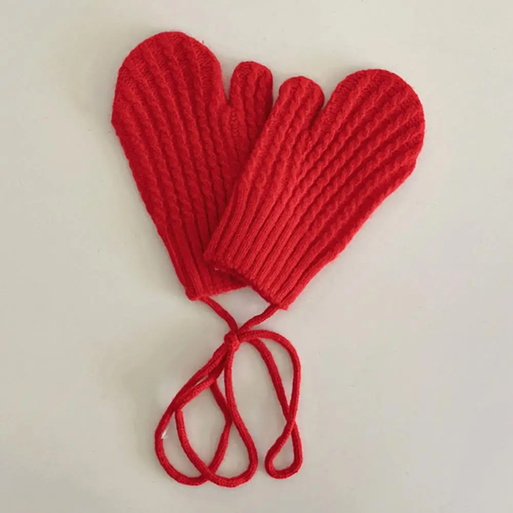 

1 Pair Kids Mittens Thickened Washable Keep Warm Fall Winter Boys Girls Kids Knitting Gloves Baby Mittens for Winter Daily