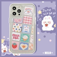 cartoon cute rainbow rabbit phone case is suitable for iphone 11 12 13 pro max xs max x xr 7 8 plus phone case protective case