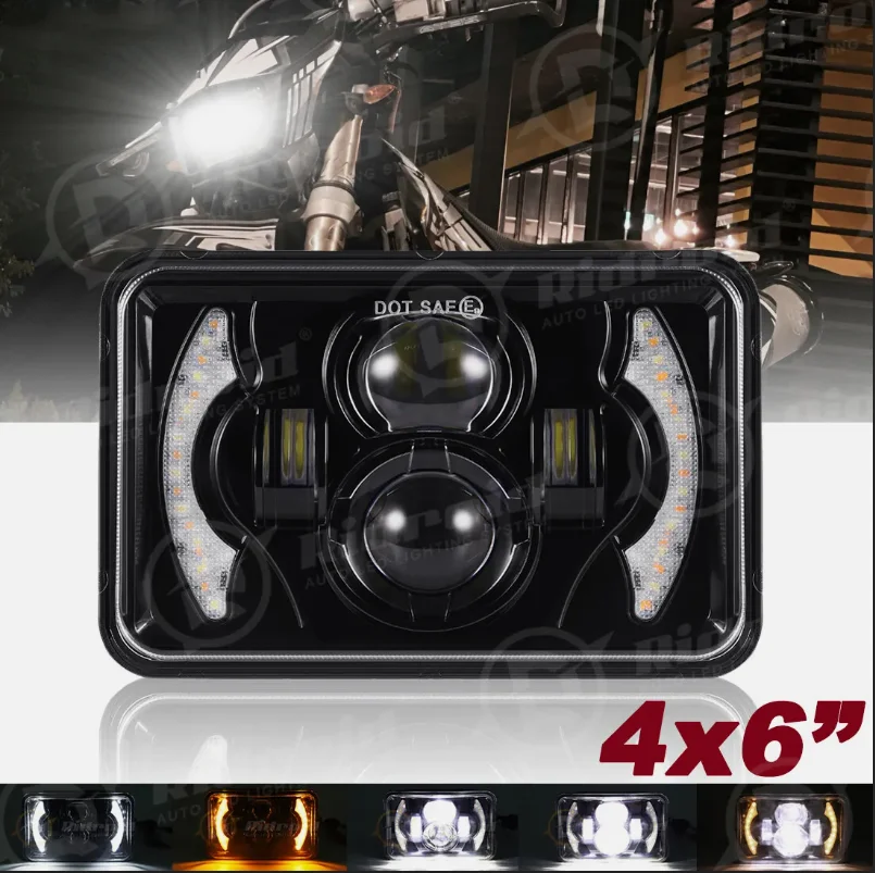 

МОТОЦИКЛ ЕС 4x6 "9-30 В 45 Вт Светодиодный головной фонарь Светодиодная фара Halo Проектор Hi-Lo Герметичный луч для YAMAHA TW200 DT 125 RE