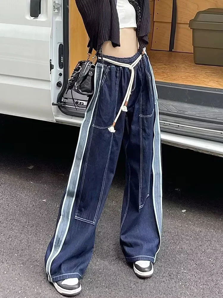 

Women Wide Leg Jeans Hippie Y2k Harajuku Baggy Hip Hop High Waist Denim Trousers Korean Streetwear Oversized Denim Pants