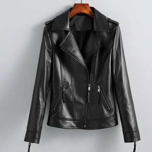 Luxury brand Genuine Jacket Real Sheepskin Coat New Spring Autumn Slim Black Leather Coats Women Jackets Casual SG