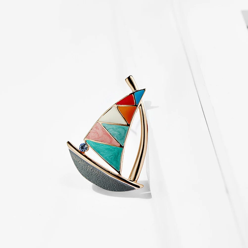 Decorate Costume Props Decoration Sailboat Shape Breastpin Brooch Graduation Gift Simple Style Brooches Rhinestone