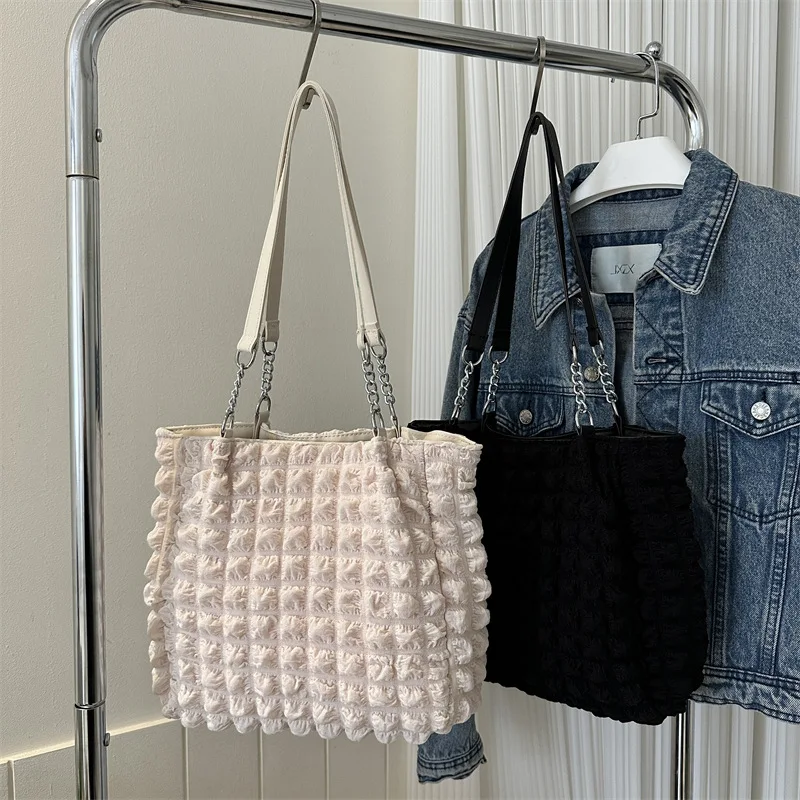 

Pleated bubble bag women's large capacity versatile bag summer 2023 new casual foreign style tote bag fashion women's bag