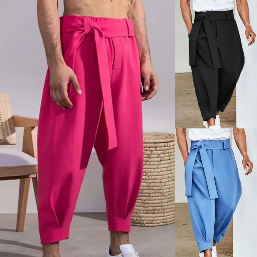 

Fabulous Sweatpants Cropped Quick Dry All Match Skin-friendly Cropped Trousers Eye-catching Men Pants for Work