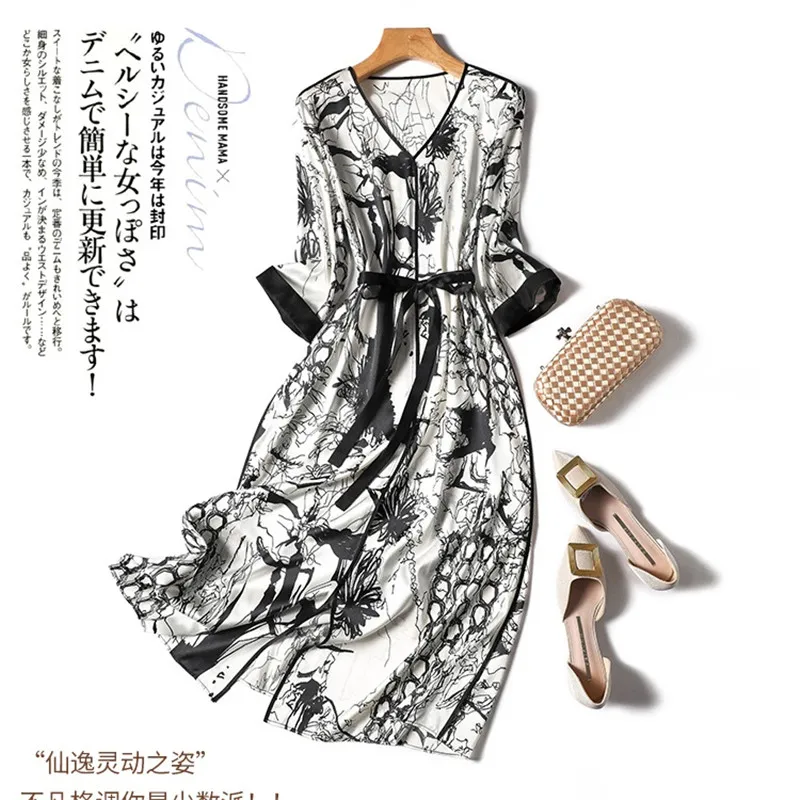 

Элегантное платье Limiguyue с литературным принтом, французское длинное платье-трапеция с рукавом до локтя, V-образным вырезом и разрезом, винта...