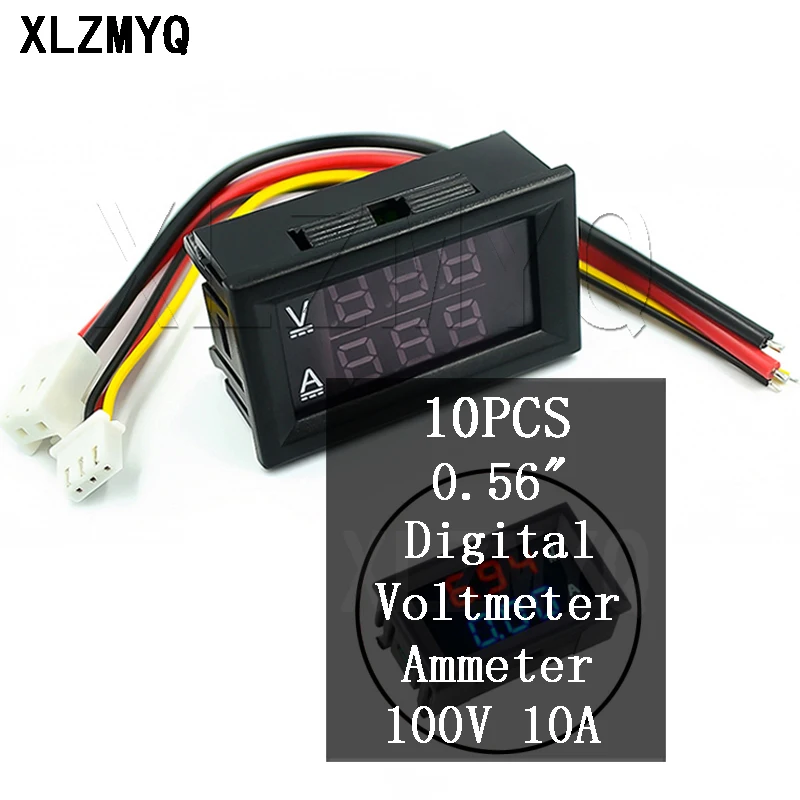 

10PCS/Lot 0.56" Mini Digital Voltmeter Ammeter DC 100V 10A Panel Amp Volt Voltage Current Meter Tester Detector Dual LED Display