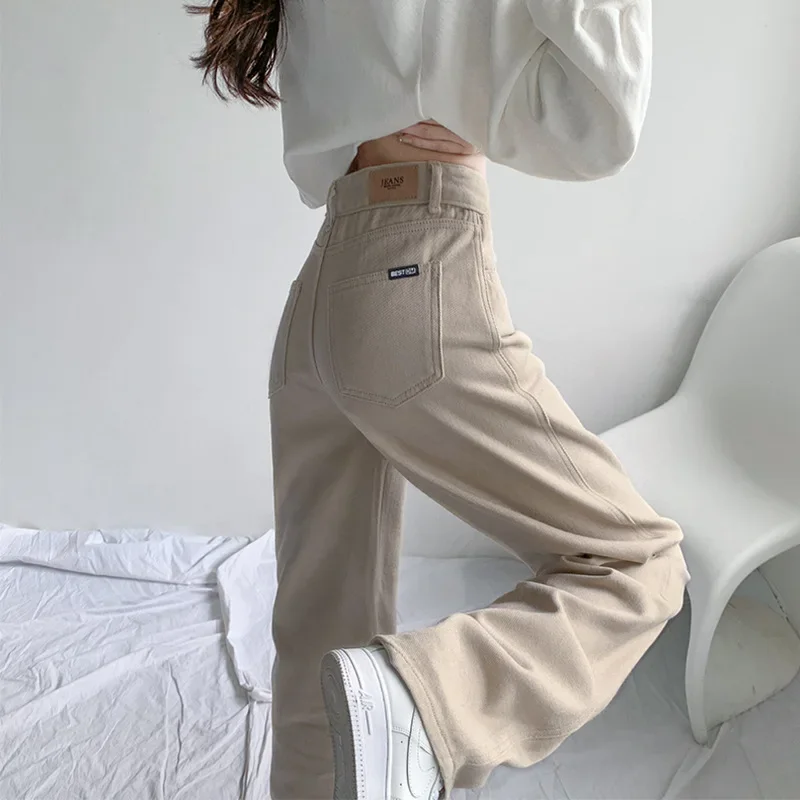 Новинка 2022 джинсы с прямыми штанинами женские повседневные брюки завышенной