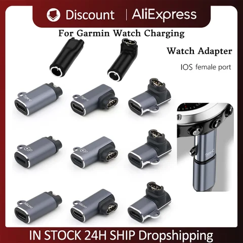 Портативный зарядный преобразователь поддерживает передачу данных Type-C/8-контактный/Micro USB-адаптер для зарядки для Garmin Fenix 7X/6/6S/6X