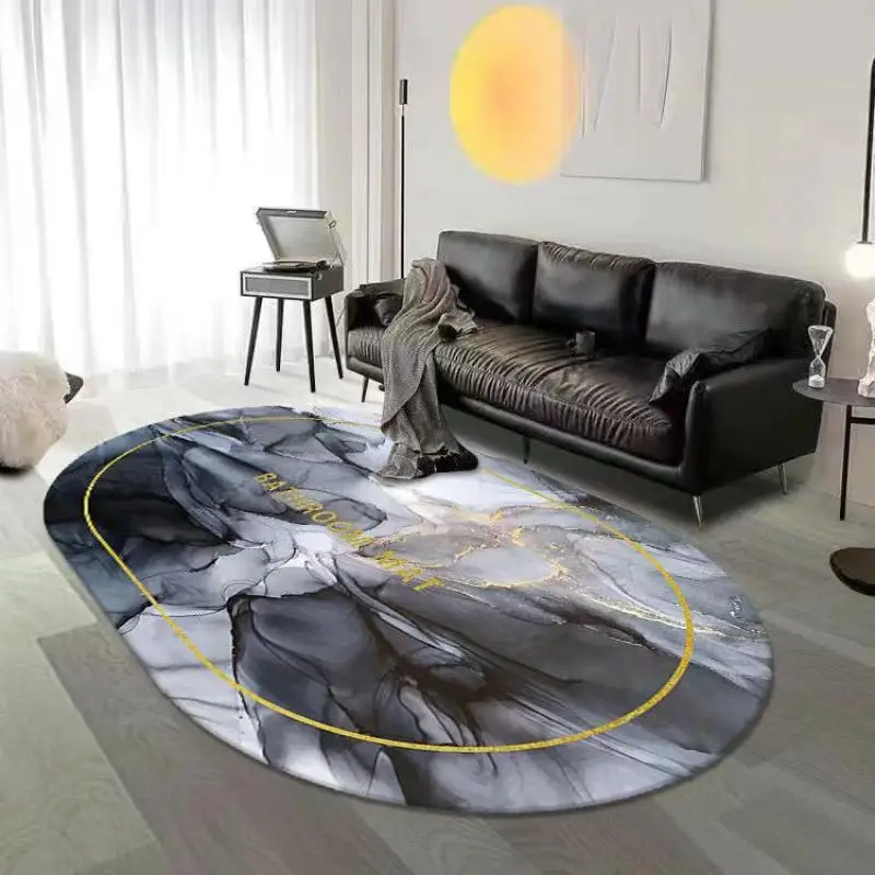 

Oval Rugs Ethnic Persian Carpets Living Room Modern Bedroom Rug Warm Floor Mat Anti-slip Home Area Felt-shaped Rug Carpet Tapis