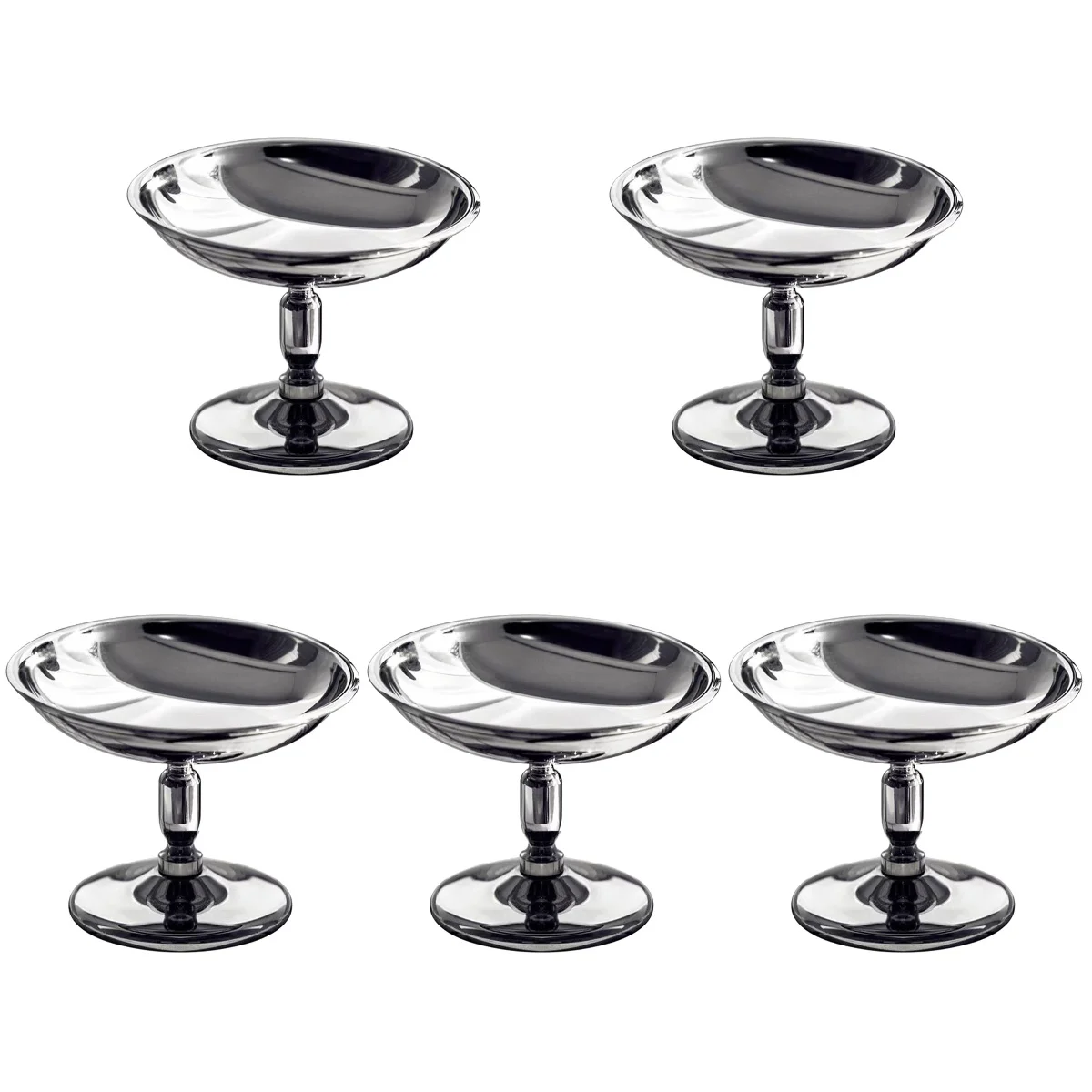 

5 Count Salad Cup Ice Cream Bowl Cups Footed Sundae Glasses Stainless Steel Metal Dessert