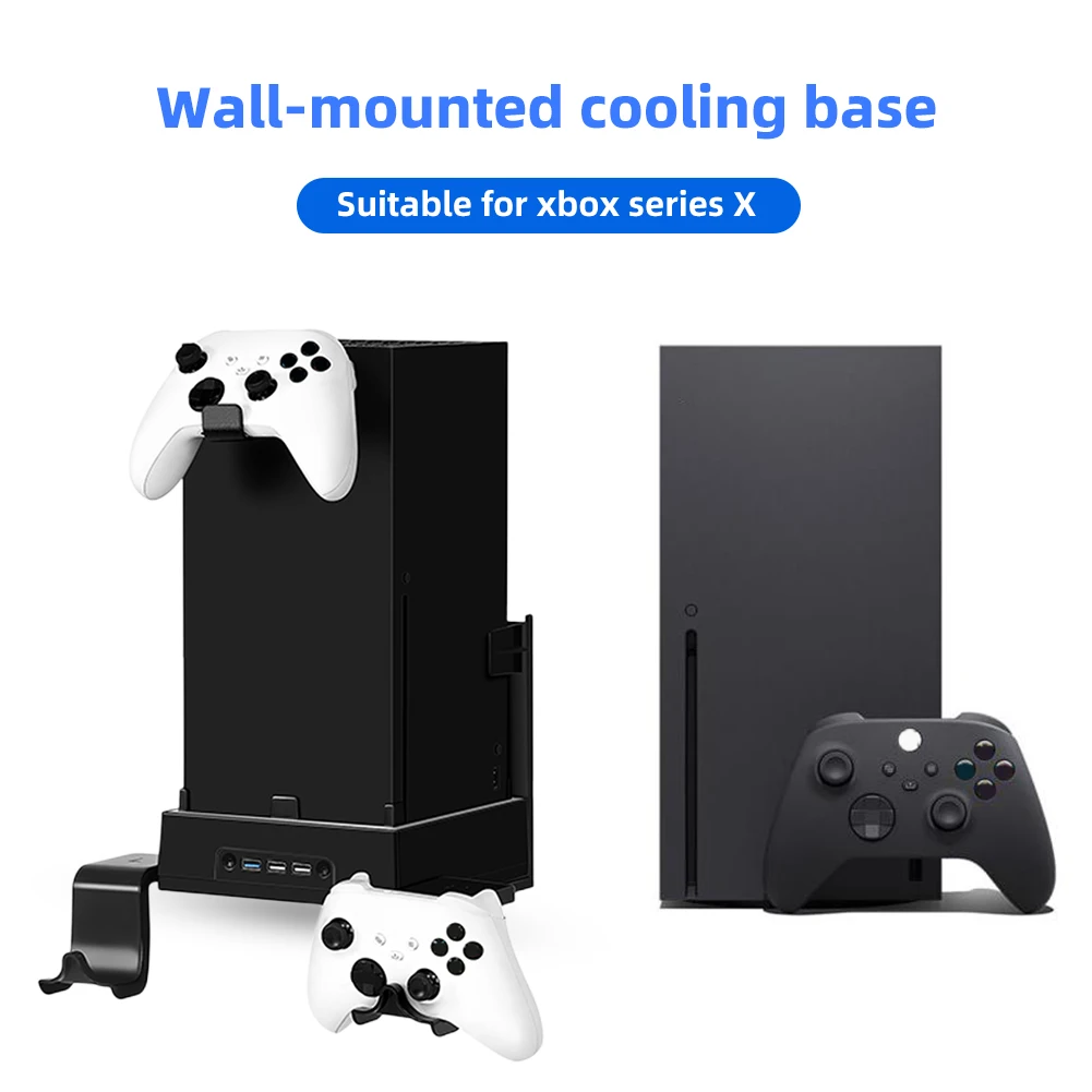 

For xbox series X Wall Mount Bracket Stand with 3 USB Interface Host Rack Stand Easy Installation Dimmable Desktop Accessories