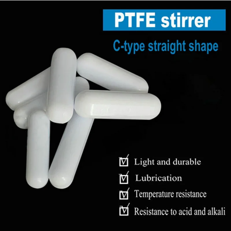 

10pcs/lot Type C cylindrical Polytetrafluoroethylene stirred stirrer PTFE stir bar SA-PTPE magnetic stick free shipping