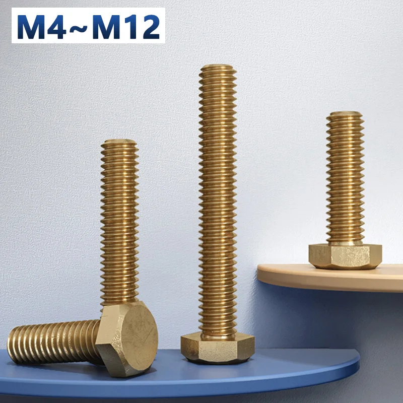 

Brass Hexagon Bolt M4 M5 M6 M8 M10 M12 Brass Hex Bolt Brass Screw Metric Thread Length 6-100mm