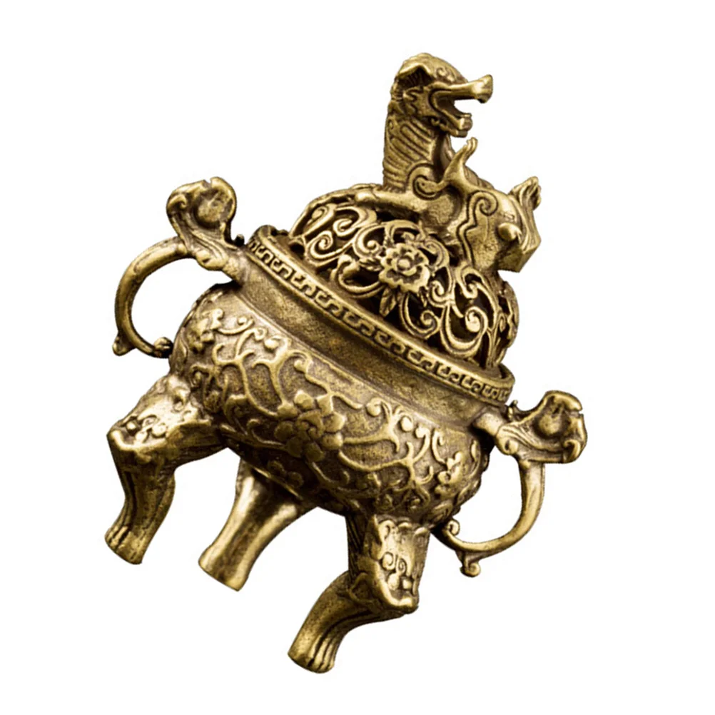 

1 Pc Elegant Brass Small Desktop Censer Decor Incense Burner for Decor Study Room Gift