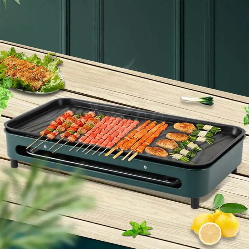 

220V Electric Grills Pan Indoor Automatic Smokeless Korean BBQ Grill Non-stick Portable Household Electric Oven 1500W