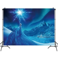 blue frozen 2 theme party backdrops curtain photobooth backdrop cloth childrens birthday party wall decorations backdrop stand