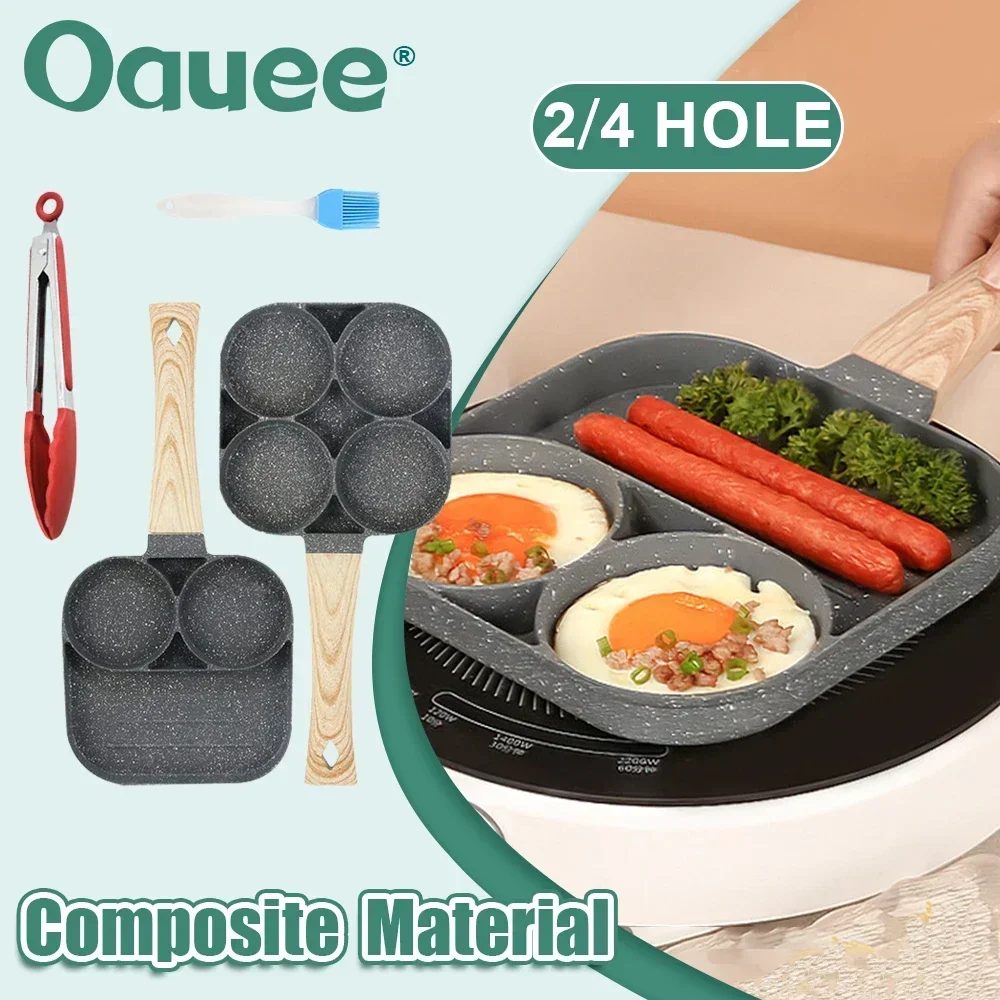 

2/4-Hole Omelet Pan Frying Pot Thickened Nonstick Egg Steak Cooking Pans Ham Hamburg Bread Breakfast Maker Induction Cookware