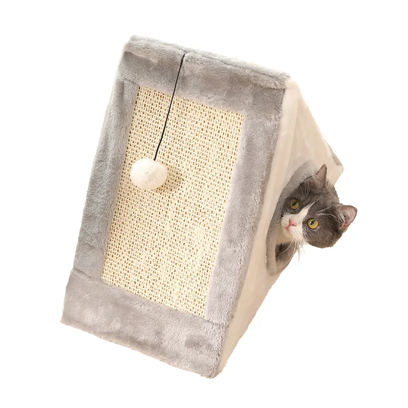 

Premium Quality Cat Scratcher Tree Triangle Cat House Interactive Toys Sisal Plush Material Comfortable with Optional Color