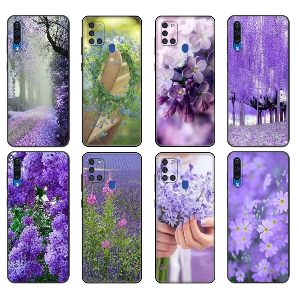 

Black tpu Case For Samsung Galaxy A50 50S A30S A10 A01 A11 A21S A31 A41 A51 A71 M21 M30S S10 LITE Plant Lilac Purple Flower