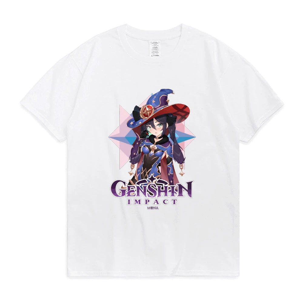 

Genshin Impact Mona 2 Classic T Shirt Japanese Streetwear Oversized Anime Cosplay Short Sleeves Tee Shirt Men Women 2022 New Top