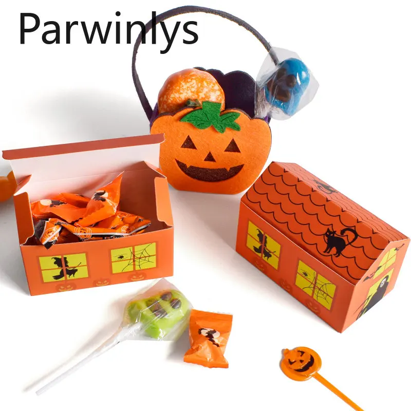 Bag Cookie Candy House Package Box Festival Party Gift Wrapping Wholesale Pastry Orange