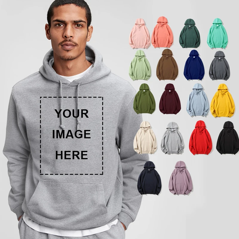 Your own design brand logo / picture custom men's and women's DIY hoodie sweatshirt casual fleece hoodie loose fashion 22 colors