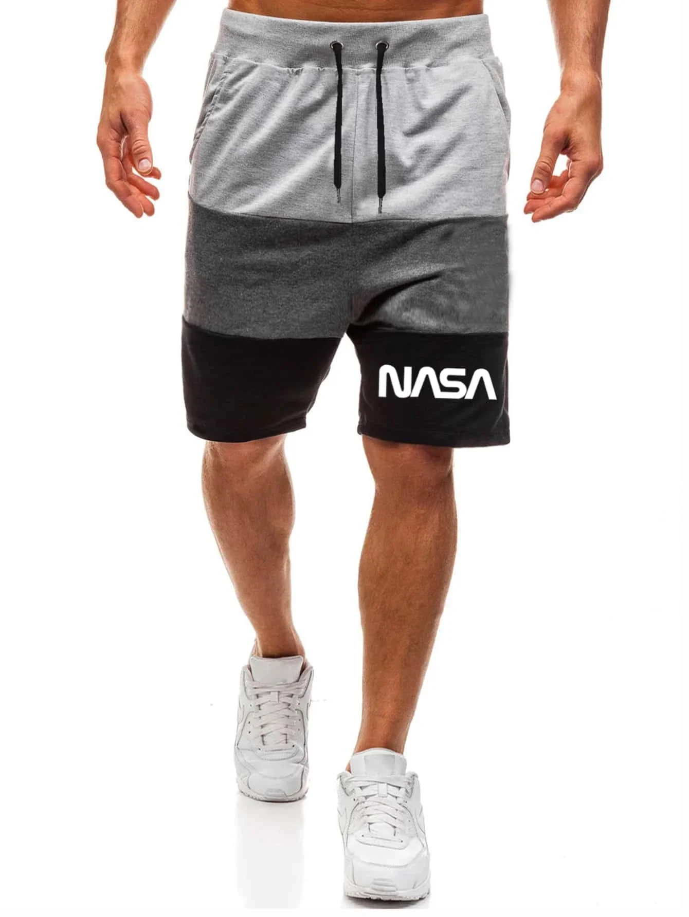 

Men Colorblock Letter Graphic Track Shorts