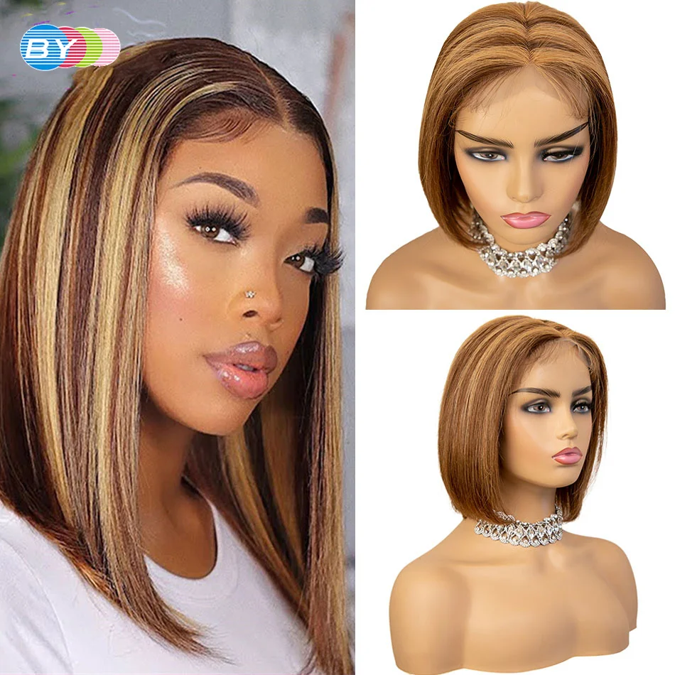 

Парик из человеческих волос 13x4 T, парик из натуральных волос с коротким Бобом, парик из человеческих волос для женщин, бразильский парик с Ом...