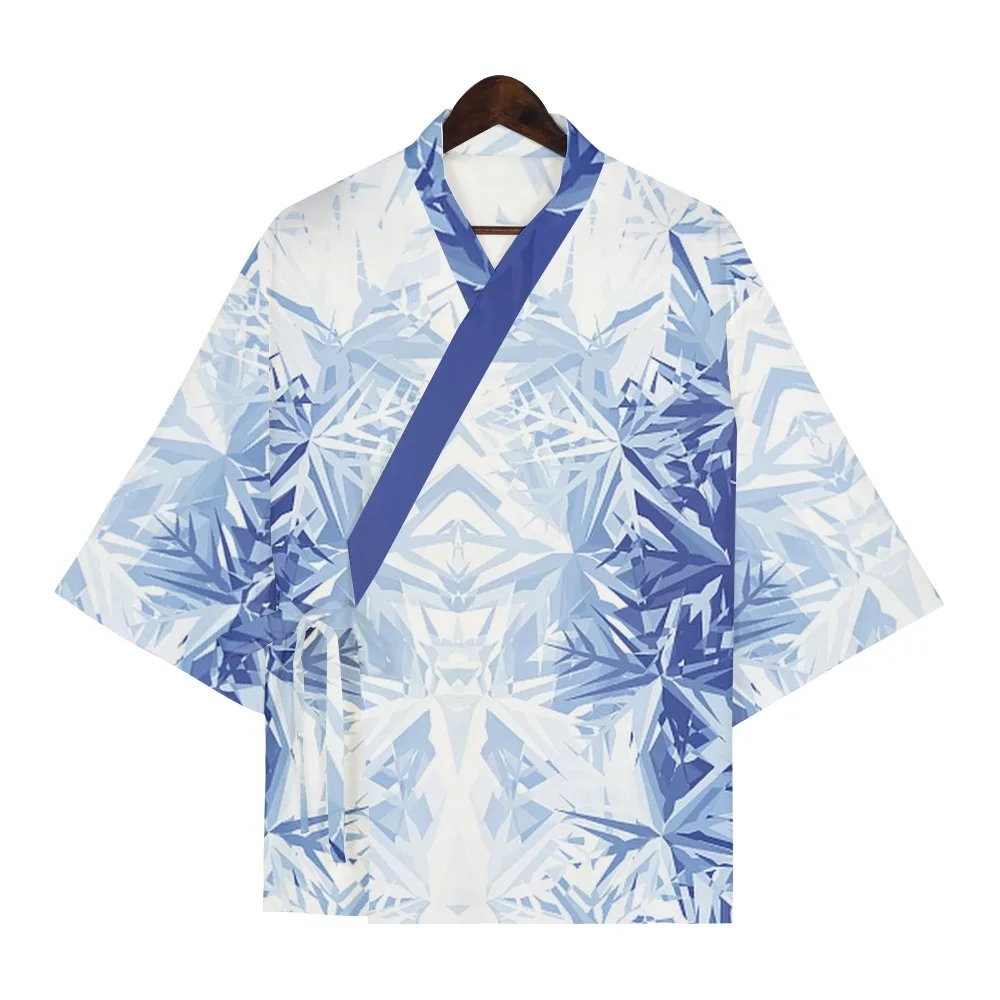 

Snow scene with flowers Kimono men's Loose Short sleeve Beach top kimono men's fashion Japanese Clothes