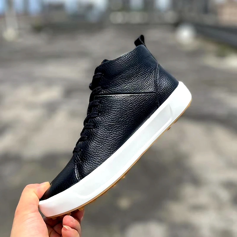 Men's Golf Shoes Brand Original Leather Waterproof Non-Slip Comfortable Outdoor Sports Leisure High Top Sneakers