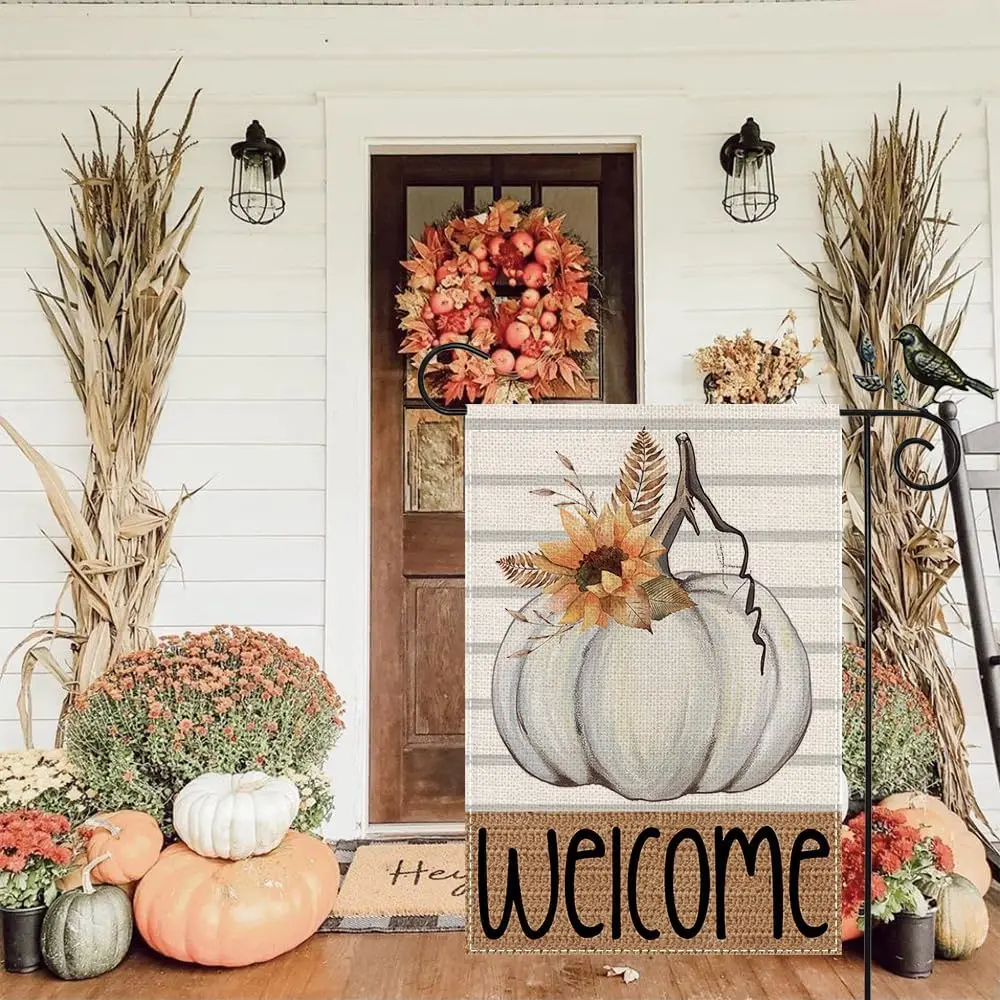 GEEORY Осенний приветственный садовый флаг 12 5 x 18 дюймов двухсторонний маленький