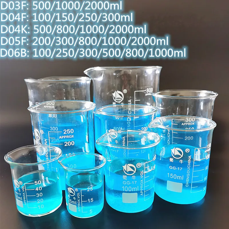 

High-Quality 1Set Borosilicate Glass Laboratory Measuring Cup Glassware School Study Lab Educational Supply