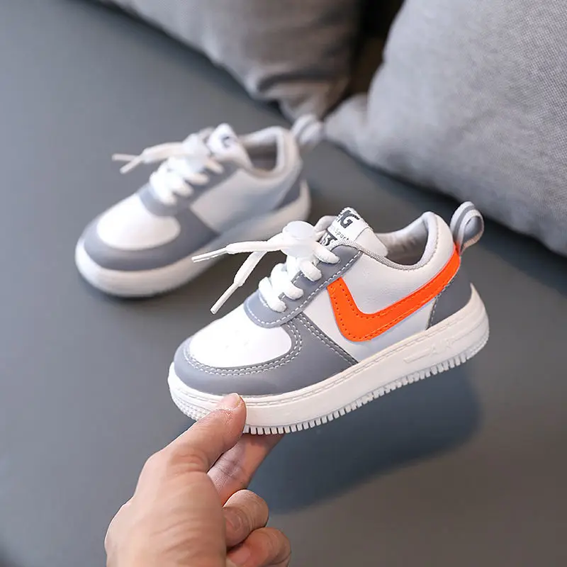 

Size 21-30 Toddler Sneakers Fashion Kids Casual Shoes Breathable Leather Sport Shoes Flats Desinger Unisex Baby Boys White Shoes