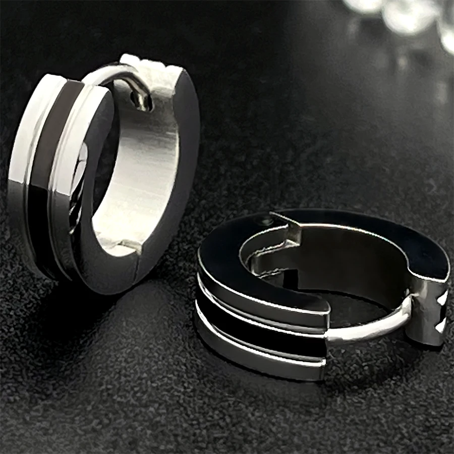 Серьги-гвоздики из нержавеющей стали чёрно-белые