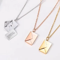 steel envelope new womens fashion personalized clavicle chain text custom engraved necklace women couple pendant best friend
