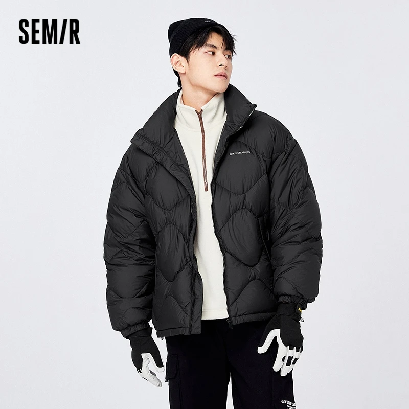 Semir Down Jacket Men 2022 Winter New Couple Three-Proof Warm And Comfortable Trend Simple Style Bread Jacket