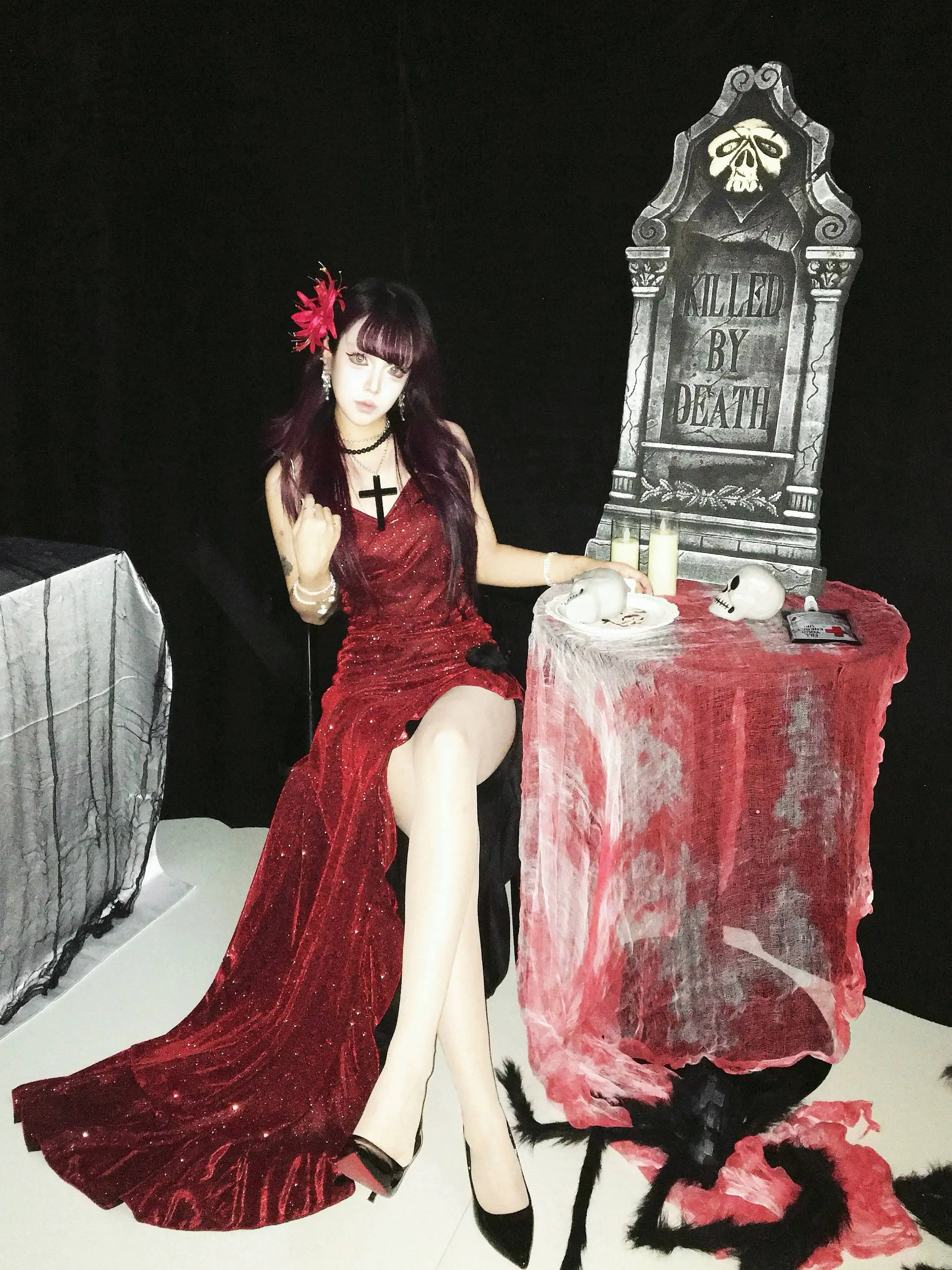 Фото Сексуальное облегающее платье-русалка Brave Legend Authentic Dark Sparkling Red Showa Princess №5