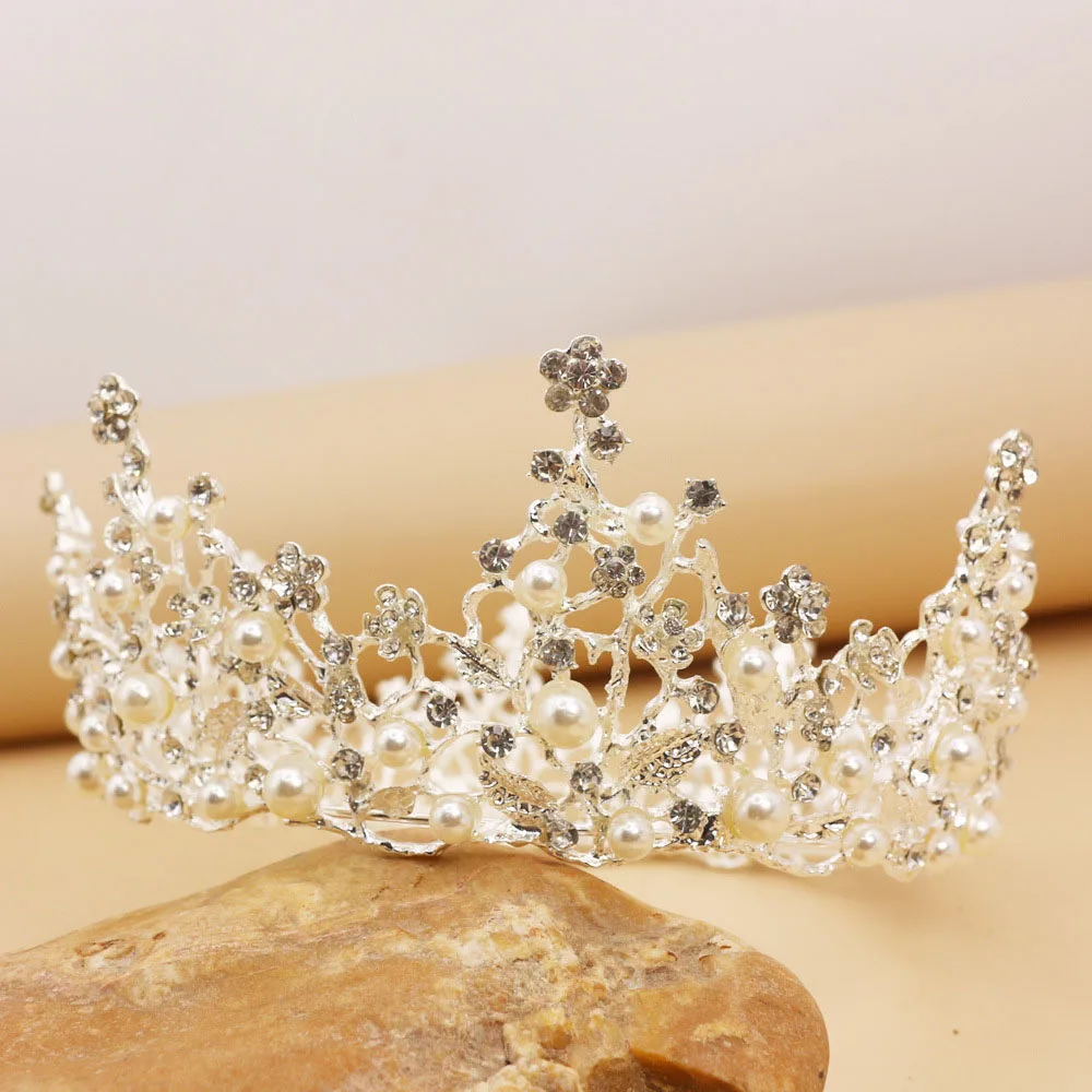 

Жемчужная Корона, тиара в форме круга, свадебное украшение для волос принцессы, королевы, Металлическая корона, Свадебная вечеринка, Ювелирное Украшение для волос, жемчужная Корона