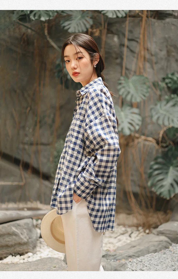 Женская рубашка Embellike клетчатая oversize из полиэстера