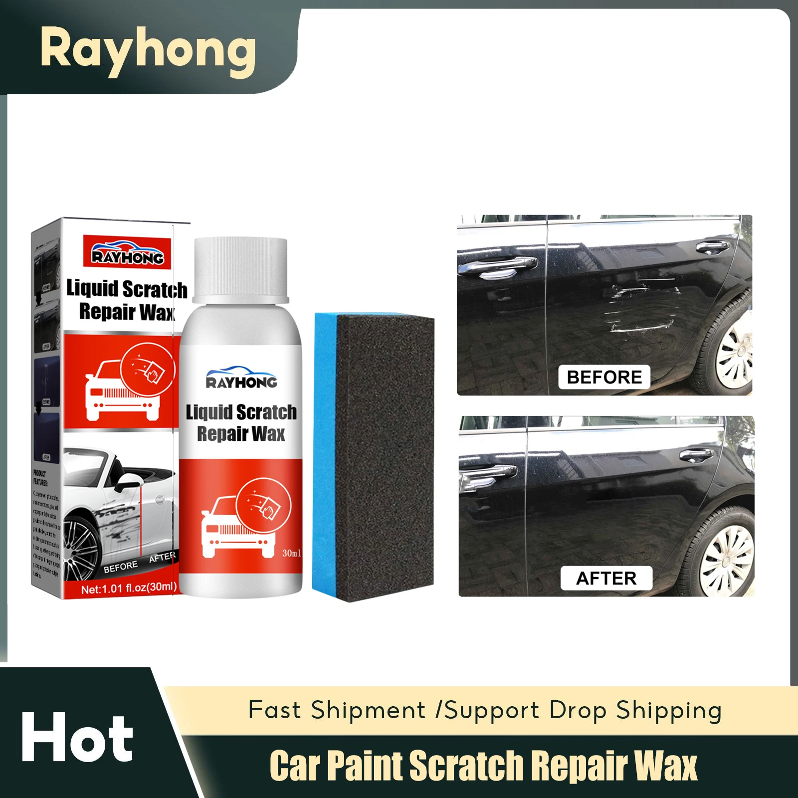 

Car Paint Scratch Repair Wax Remove Agent Polished Wax Cars Beauty Tool Remover Car Body Compound Automotive Clean Care Kit 30ml