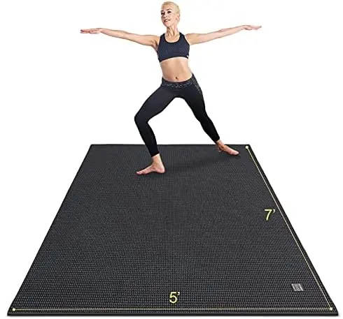 

Large Yoga Mat Non-Slip 7'x5'x9mm, Thick Workout Mats for Home Gym Flooring, Extra Wide Exercise Mat for Men and Women W