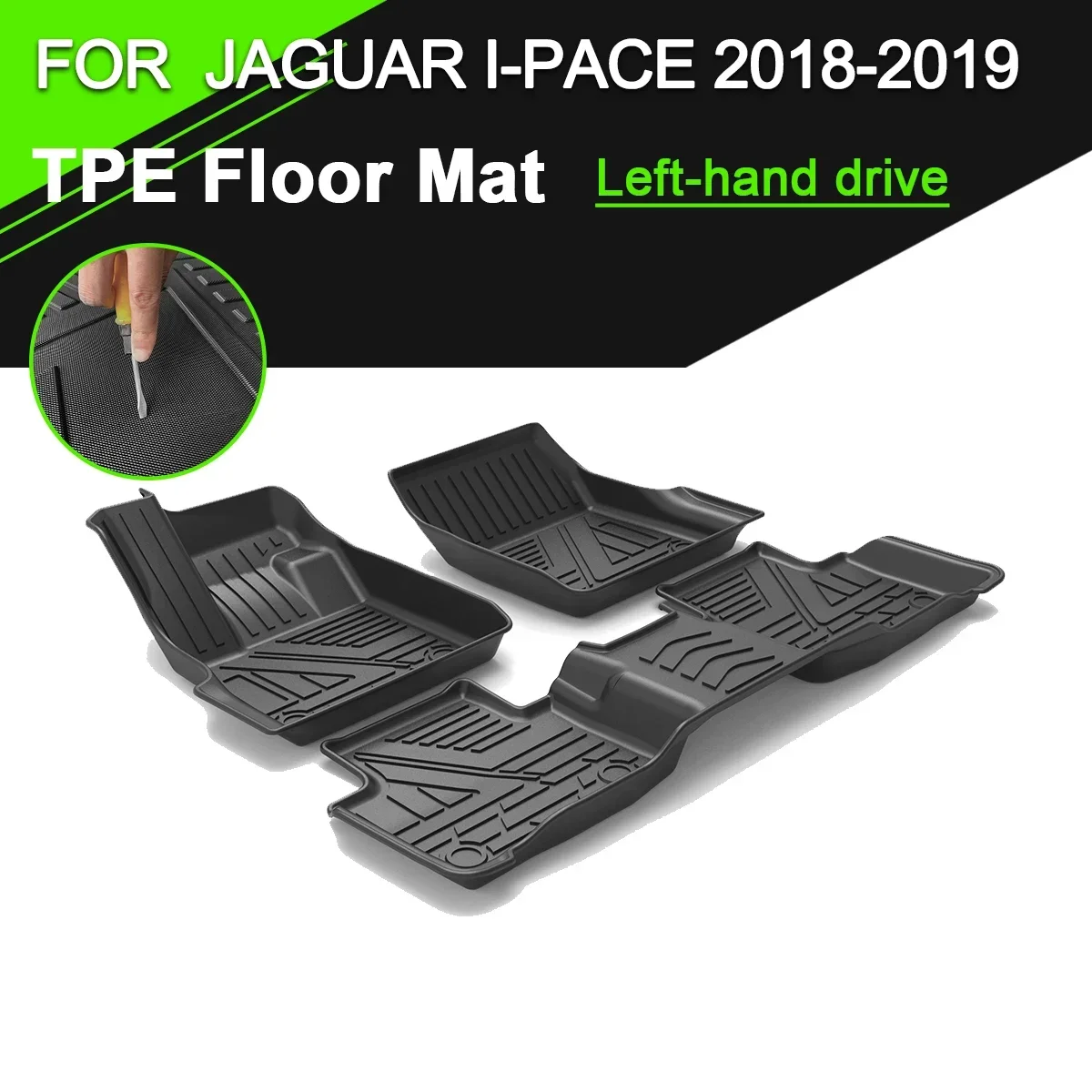 Автомобильный коврик для JAGUAR I-PACE 2018-2019 резиновый водонепроницаемый нескользящий