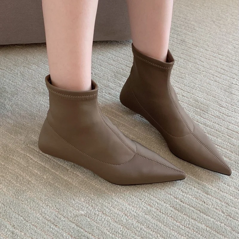 2022 New Fashion Women's Boots Pointed Yarn Elastic Botas De Mujer Sole Heel Boots Women Socks Boots Autumn Woman Shoes