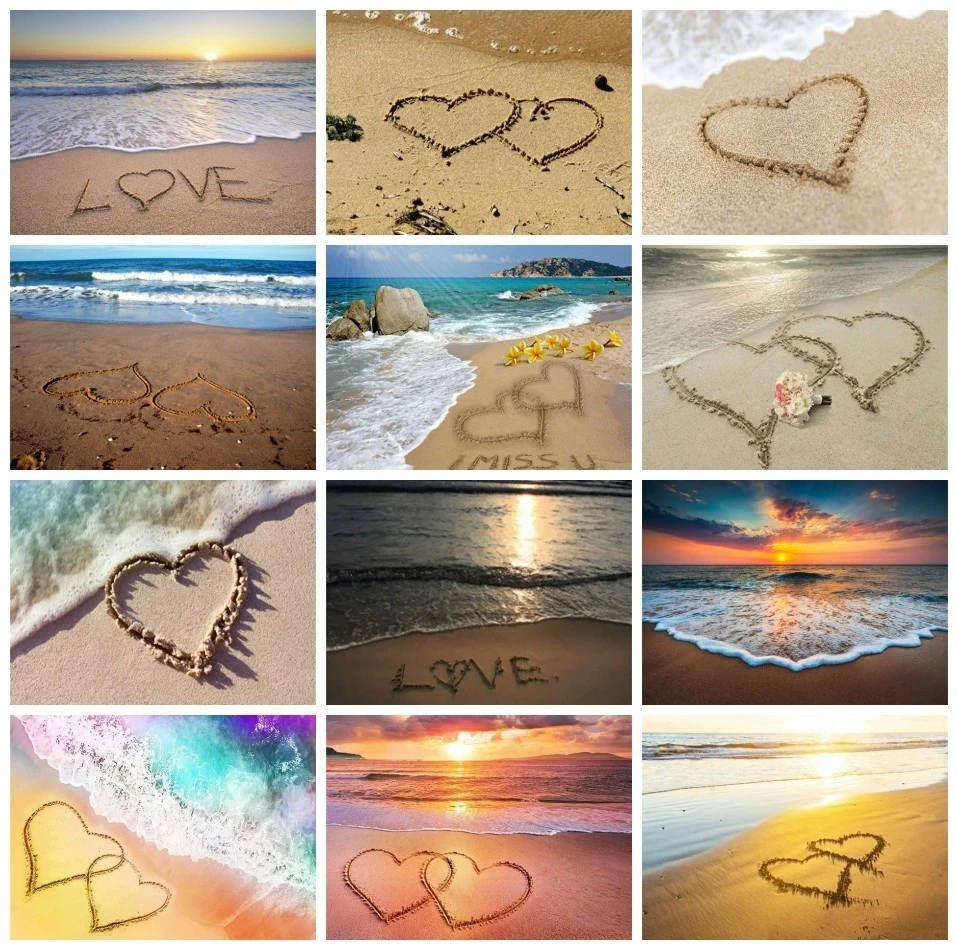 

Набор для алмазной 5D живописи, комплект для вышивки крестиком, Пляжная мозаика, закат сердца, квадратная/Круглая Мозаика, пейзаж, ручная работа Mk685