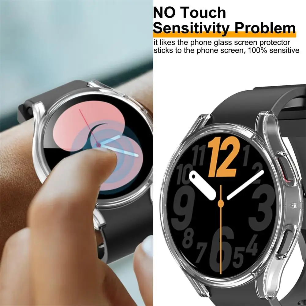 Фото Чехол из поликарбоната и стекло для Samsung Galaxy Watch 4 5 40 мм 44 мм, аксессуары, защитный встроенный корпус, бампер, чехол для galaxy Watch 6 №1