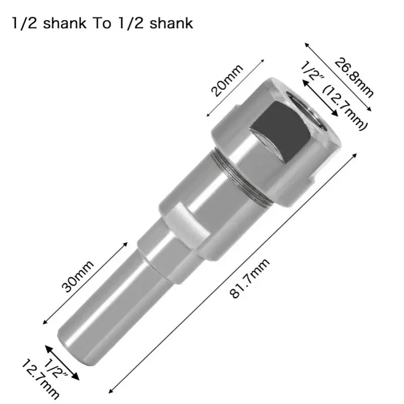 

1PC 1/2 1/4"12.7MM 12MM 6.35MM 8MM Shank Milling Cutter Wood Carving Router Bit Extension Rod Collet Engraving Machine Extension