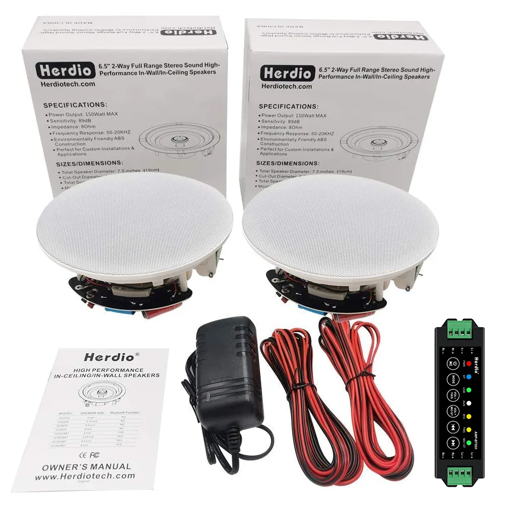 Домашние Bluetooth-колонки Herdio 300 Вт, 8 Ом, 6,5 дюйма | AliExpress